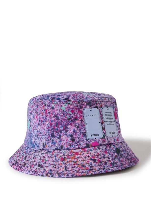 Photo: MCQ - Logo-Appliquéd Printed Shell Bucket Hat - Purple