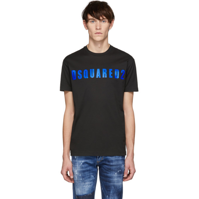 Photo: Dsquared2 Black and Blue Acid Glam Punk Cool Fit T-Shirt