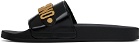 Moschino Black Lettering Logo PVC Pool Slides
