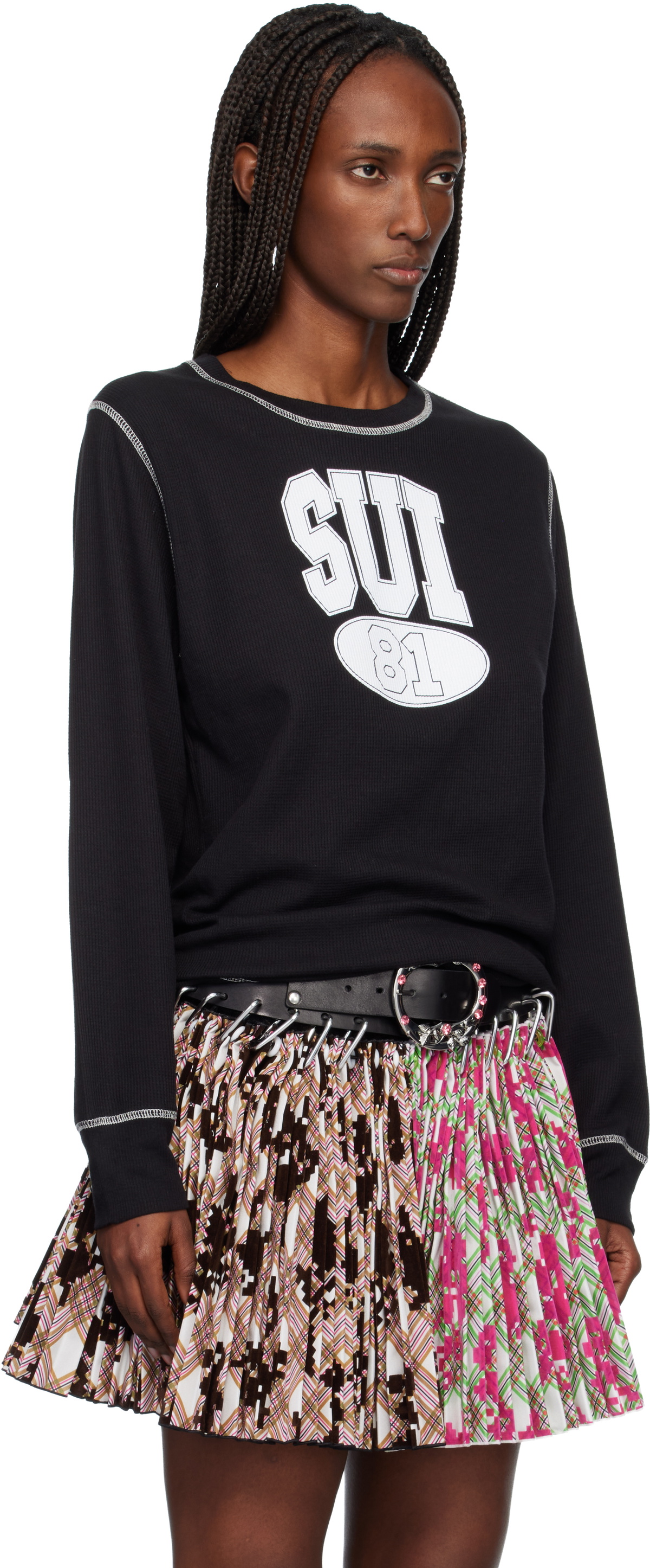 Anna Sui Black 'Sui 81' Thermal T-shirt