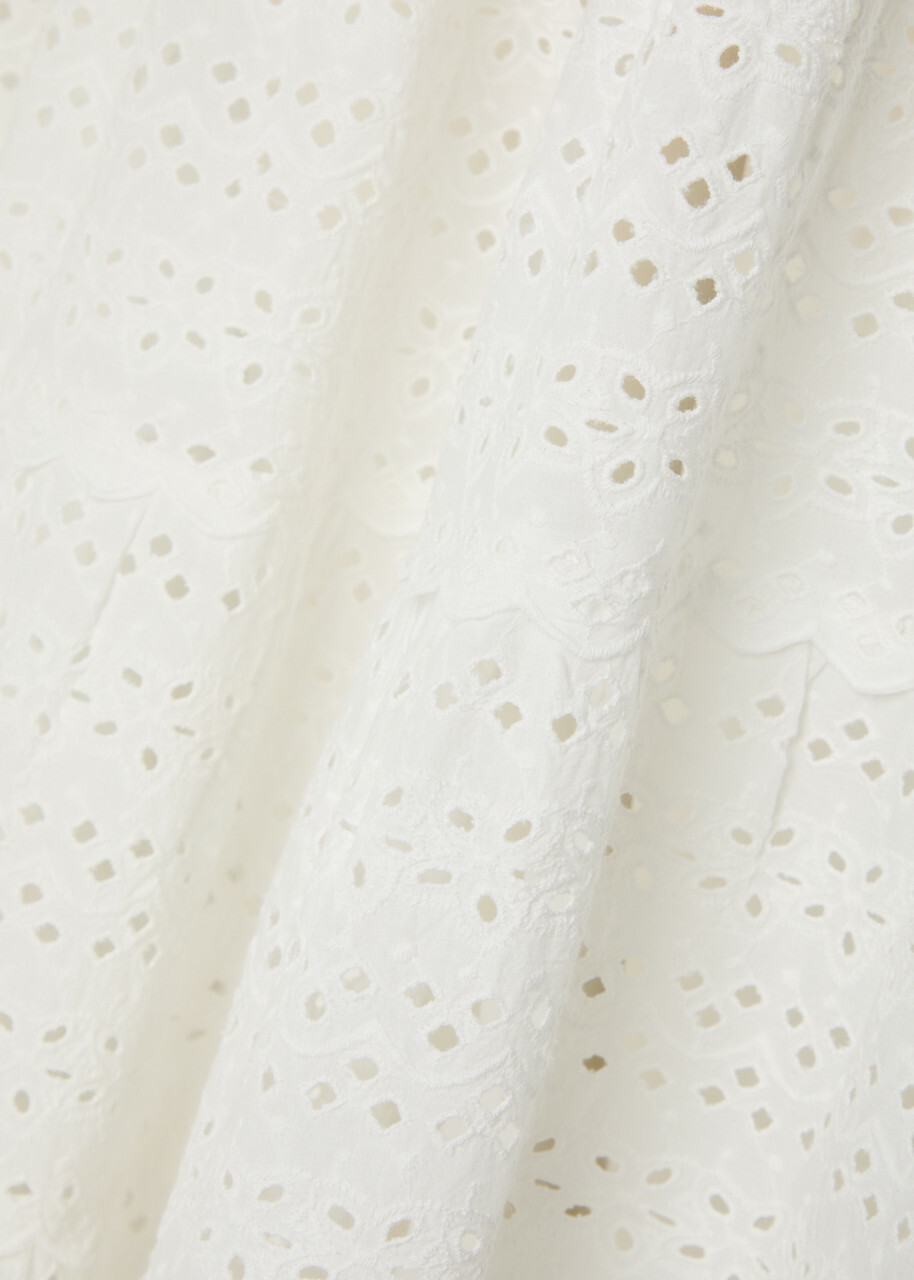 Rixo Ripeka Embroidered Cotton Midi Skirt Ivory