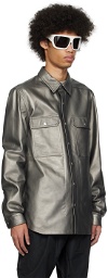 Rick Owens Silver Lido Leather Jacket