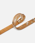 Pinko Suede Belt With Loops 3cm Nougat Mix Gal. Gold Nikel
