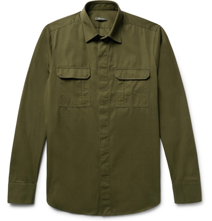 Photo: Berluti - Slim-Fit Cotton and Cashmere-Blend Twill Shirt - Men - Army green