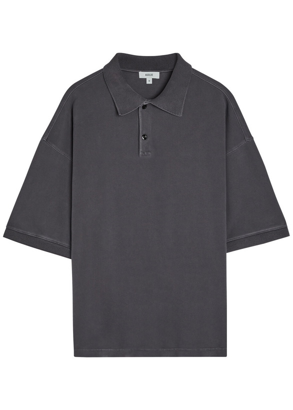 Photo: Agolde Curren Piqué Cotton Polo Shirt Charcoal