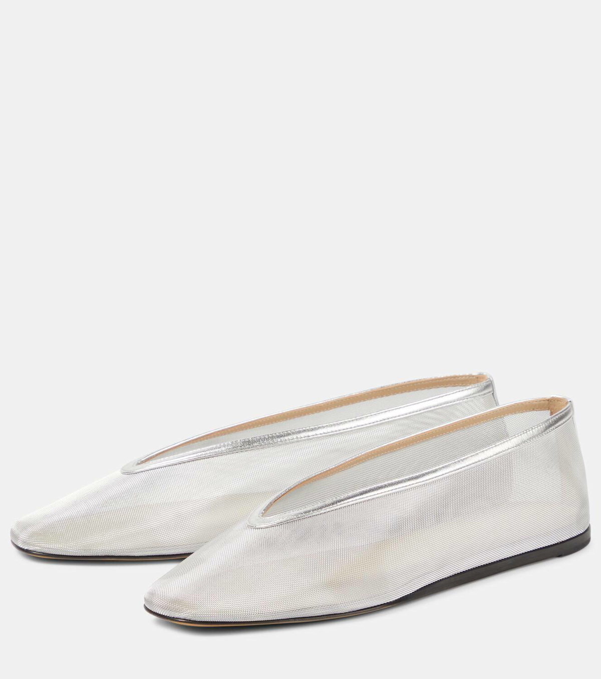 Le Monde Béryl Luna leather-trimmed mesh ballet flats