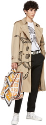 Burberry SSENSE Exclusive Beige Mythical Alphabet Embroidered Exploded Motif Trench Coat