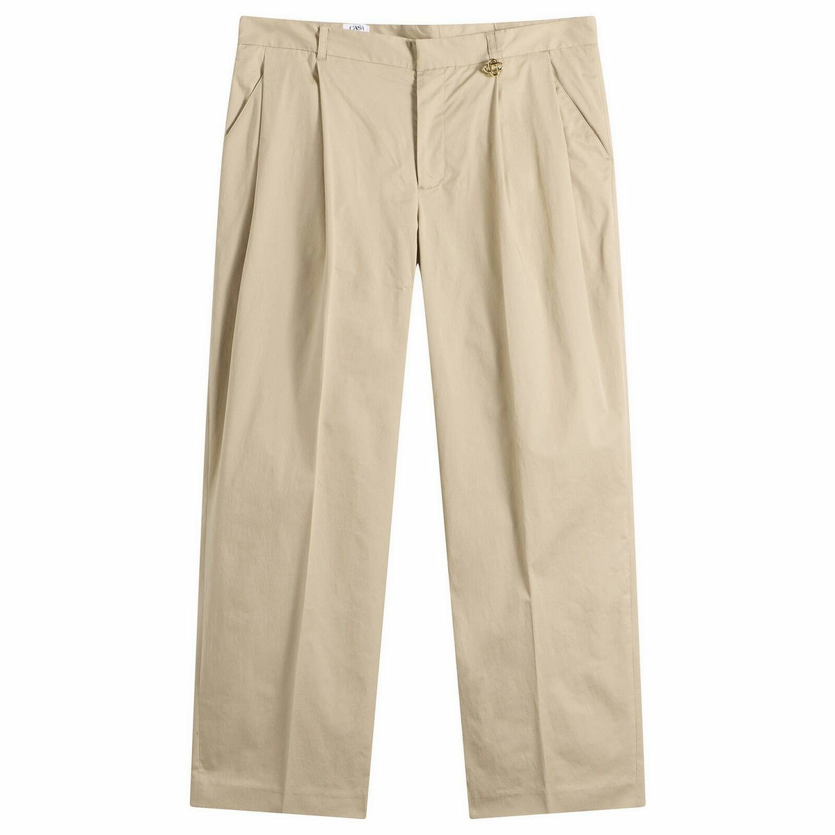 Casablanca Men's Pleated Straight Leg Trouser in Beige