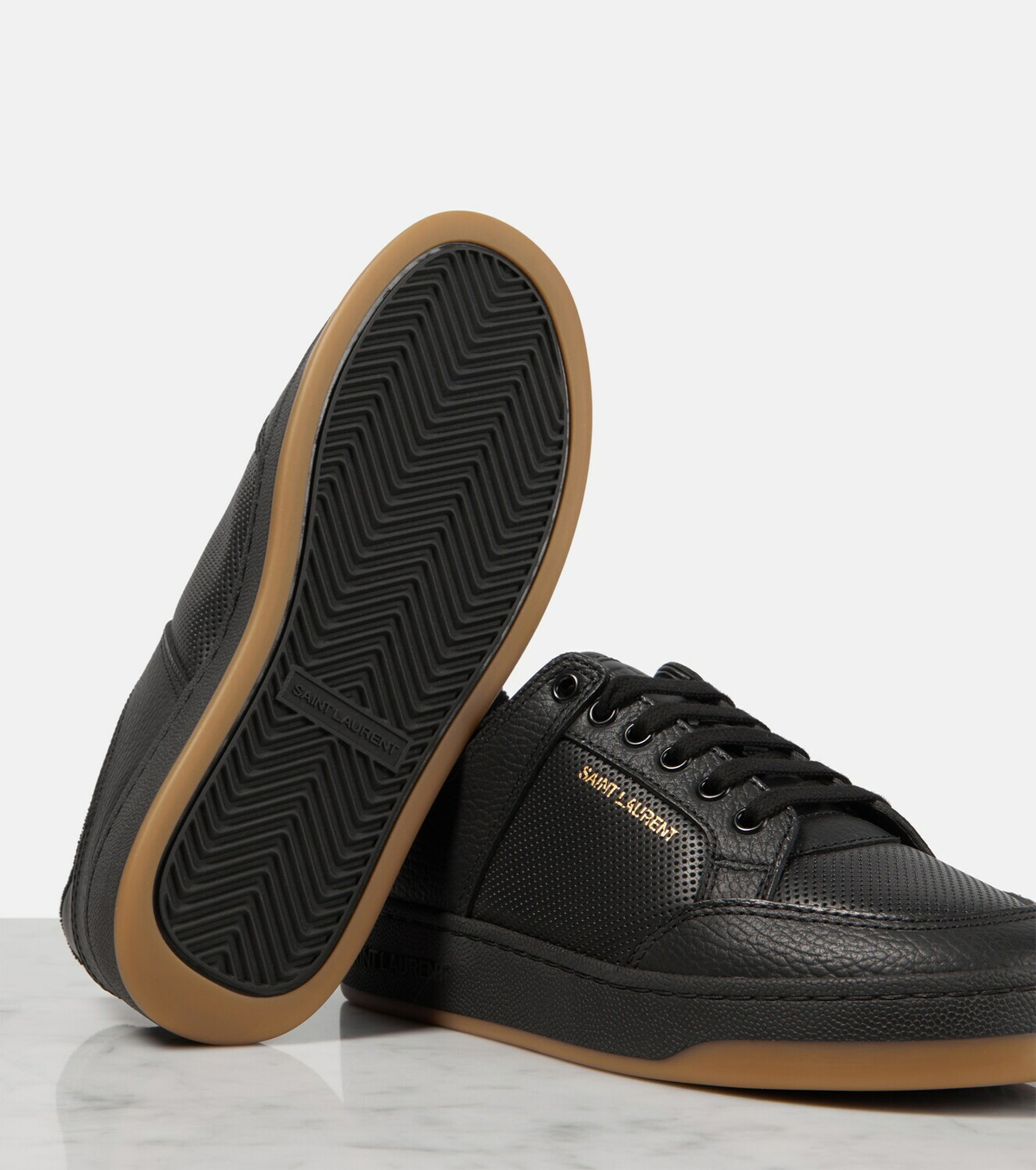 【関税＆送料込み】Saint Laurent Sl/61 Leather Sneakers SL/61 leather sneakers in black - Saint Laurent | Mytheresa