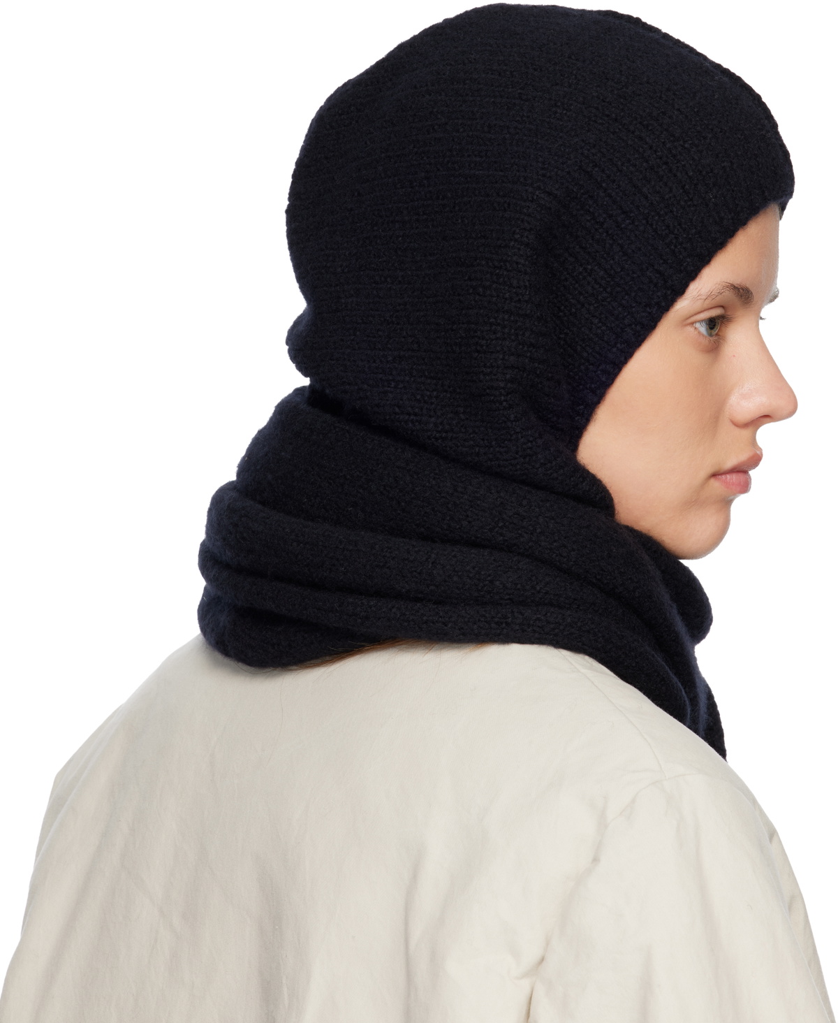 CASEY CASEY Black Softy Hooded Scarf