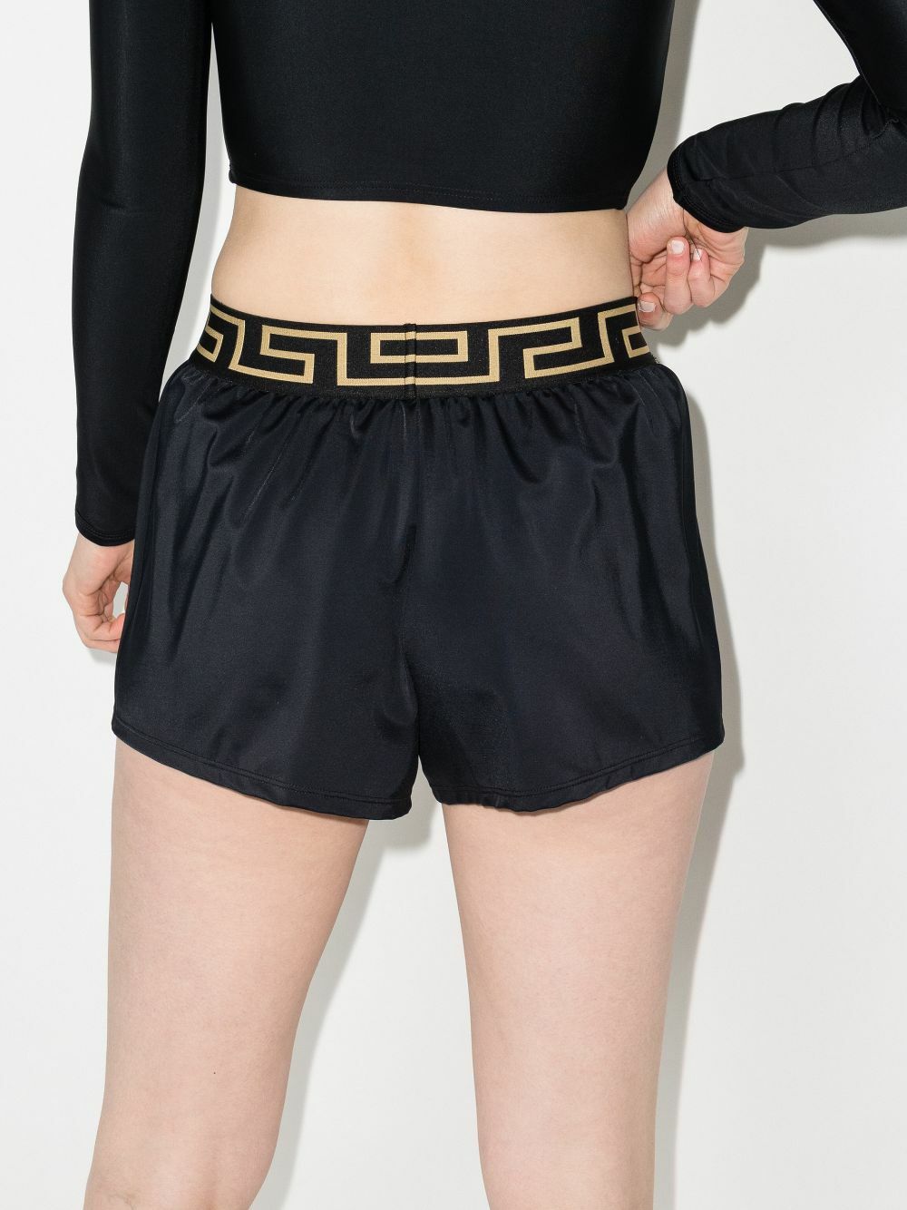 Versace Black Greca Waistband Cotton Shorts main image 1