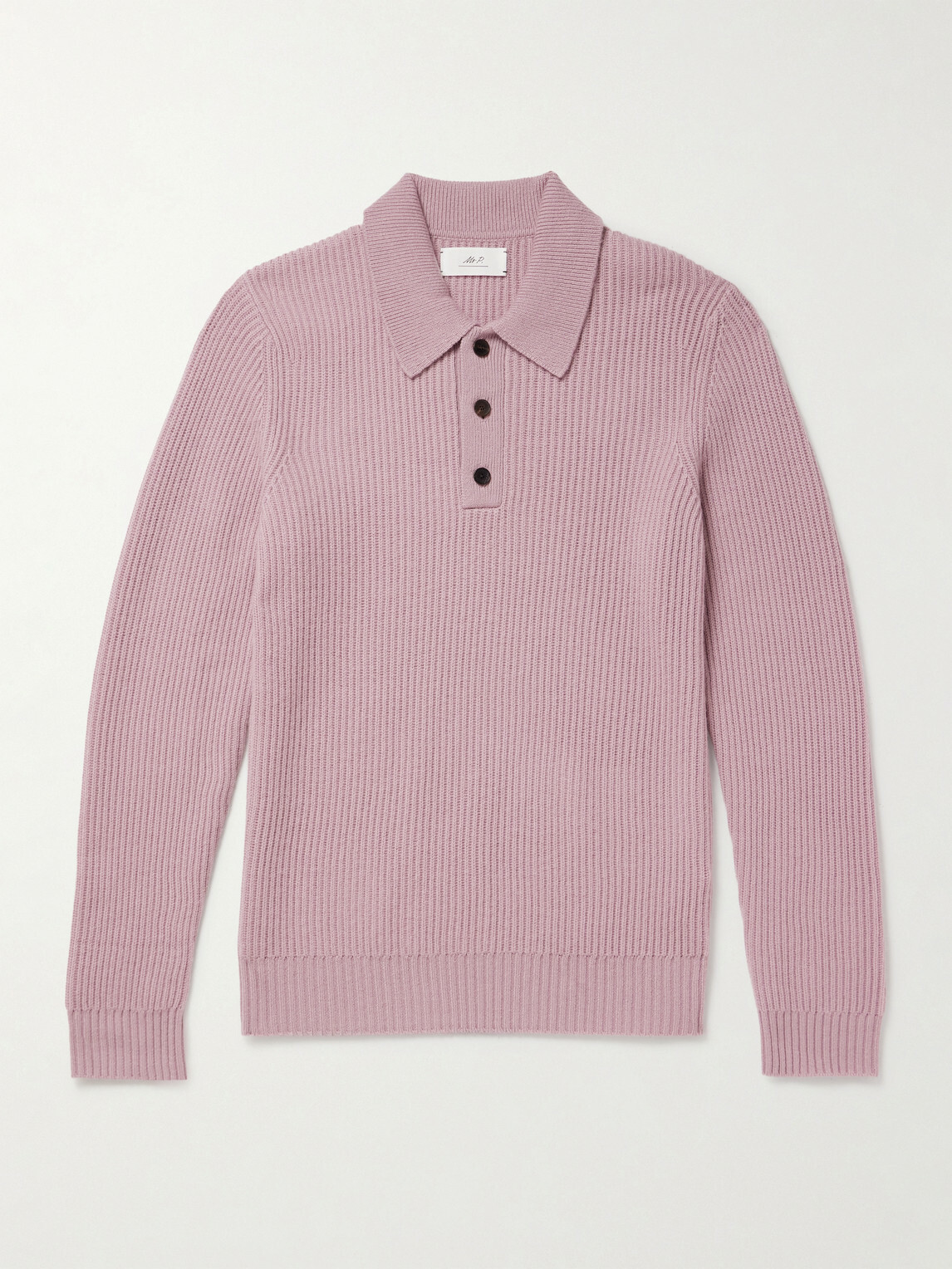 Mr P. - Ribbed Cashmere Polo Shirt - Pink
