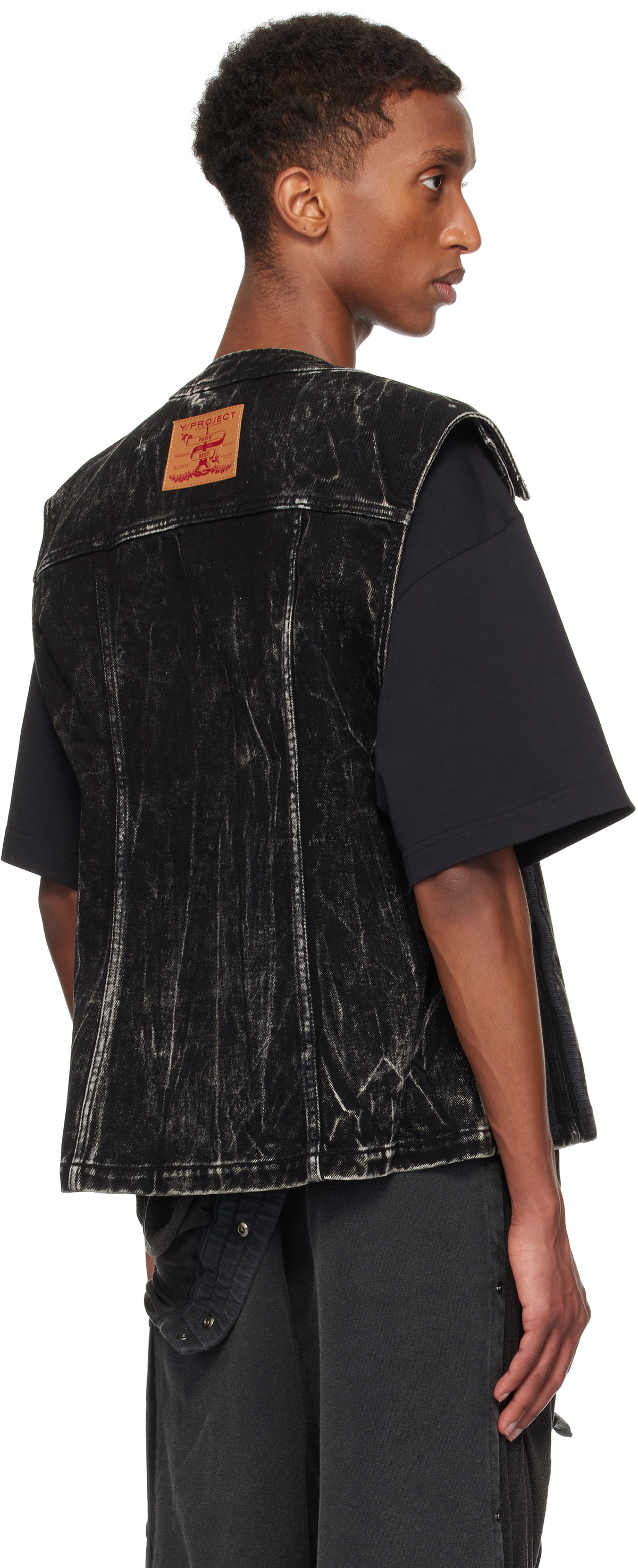 Y/Project Black Vertical Whiskers Velcro Denim Vest