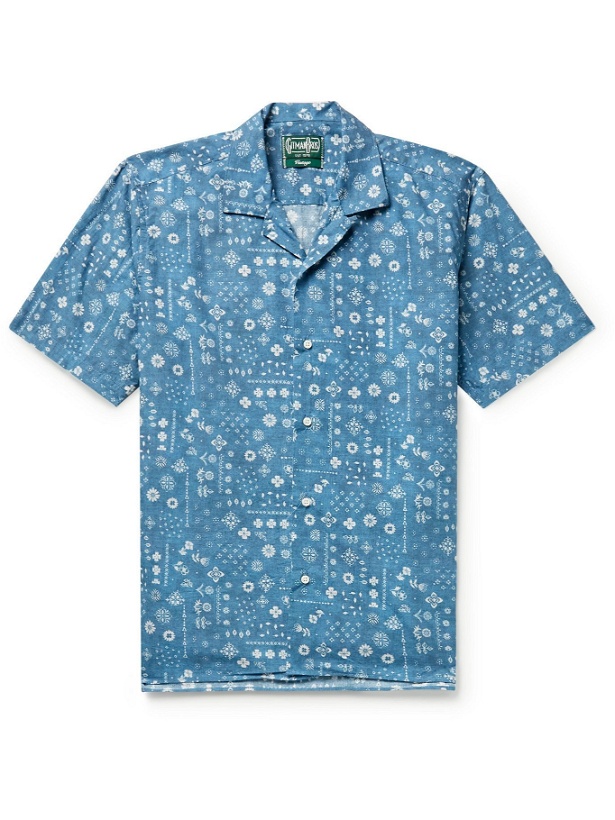 Photo: GITMAN VINTAGE - Camp-Collar Printed Cotton Shirt - Blue