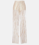 Blumarine Lace-trimmed satin wide-leg pants