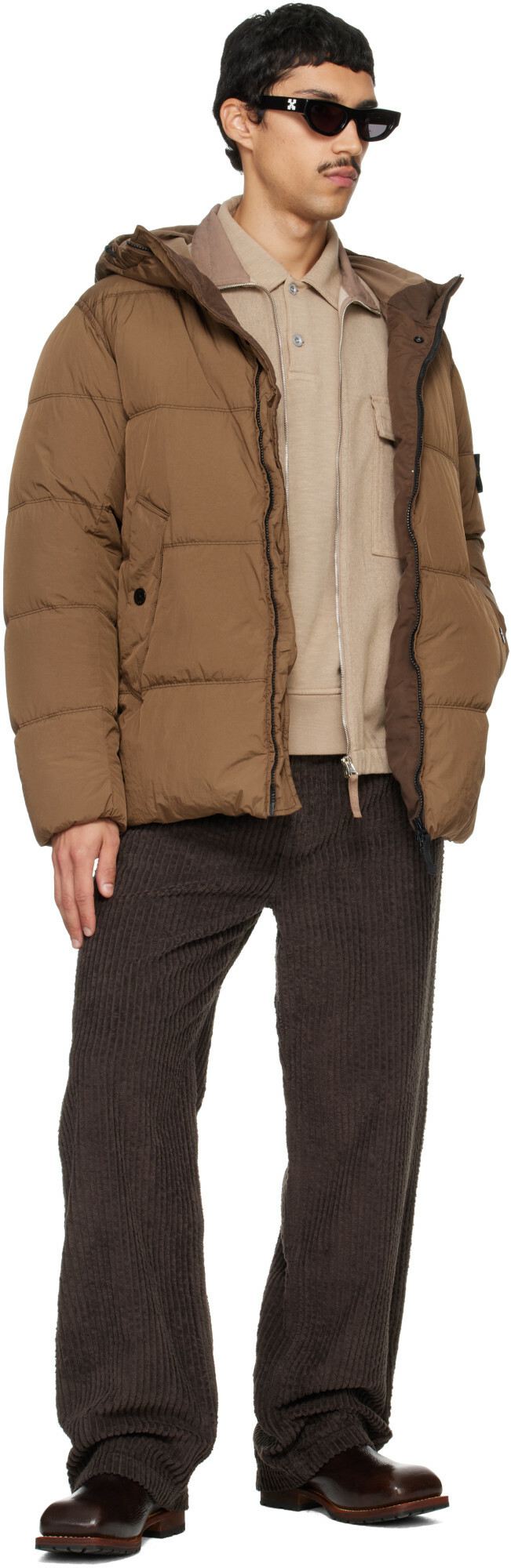 Stone Island Brown 4100037 Crinkle Reps NY Down Jacket