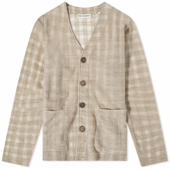Photo: Our Legacy Men's Check Cardigan in Grey Disintegration Check