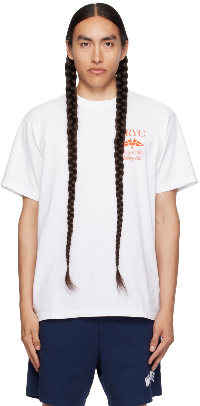 ★Sporty & Rich★ Yacht Club Logo Print Short Sleeve T-Shirt Sporty & Rich logo-print short-sleeved T-shirt | Blue | FARFETCH