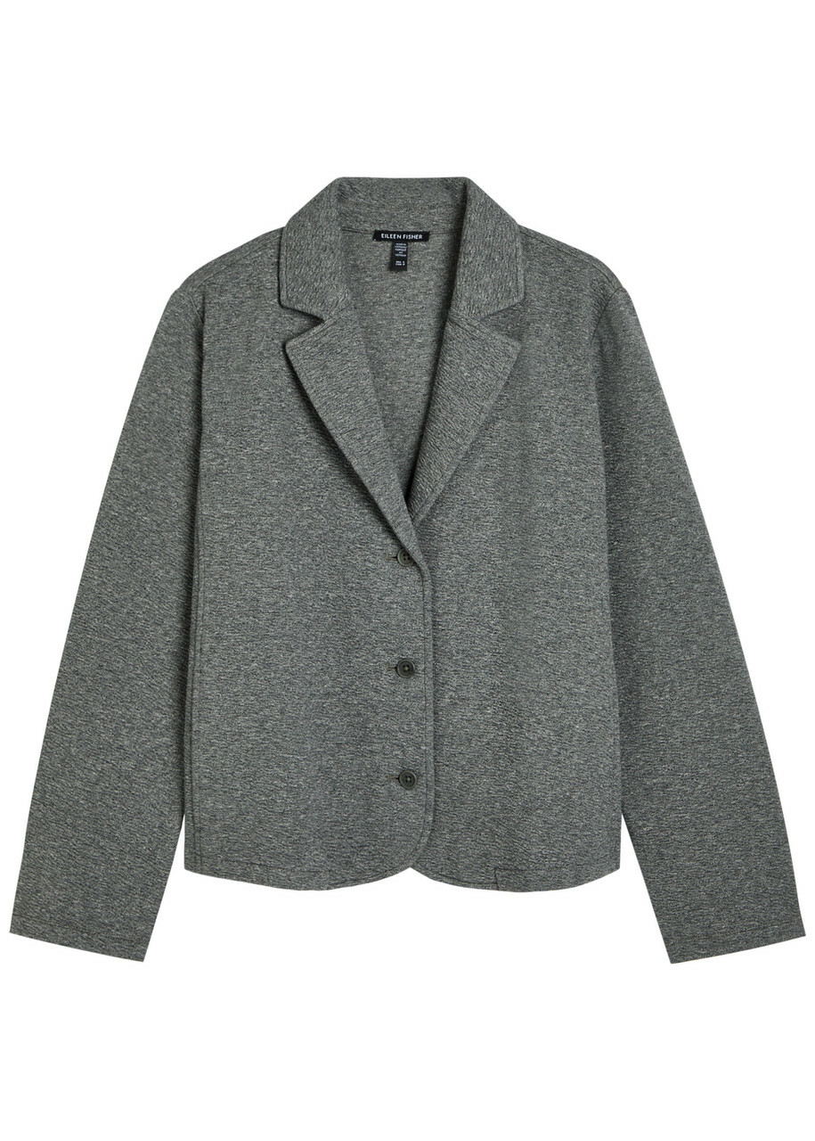 Eileen Fisher Notch Textured Cotton-blend Jacket Grey