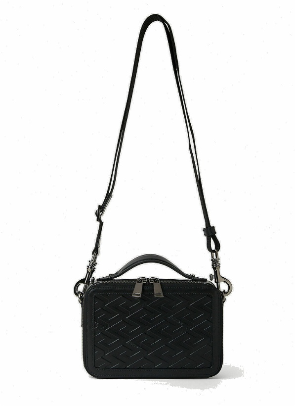 Photo: Versace - Greca Mini Messenger Crossbody Bag in Black
