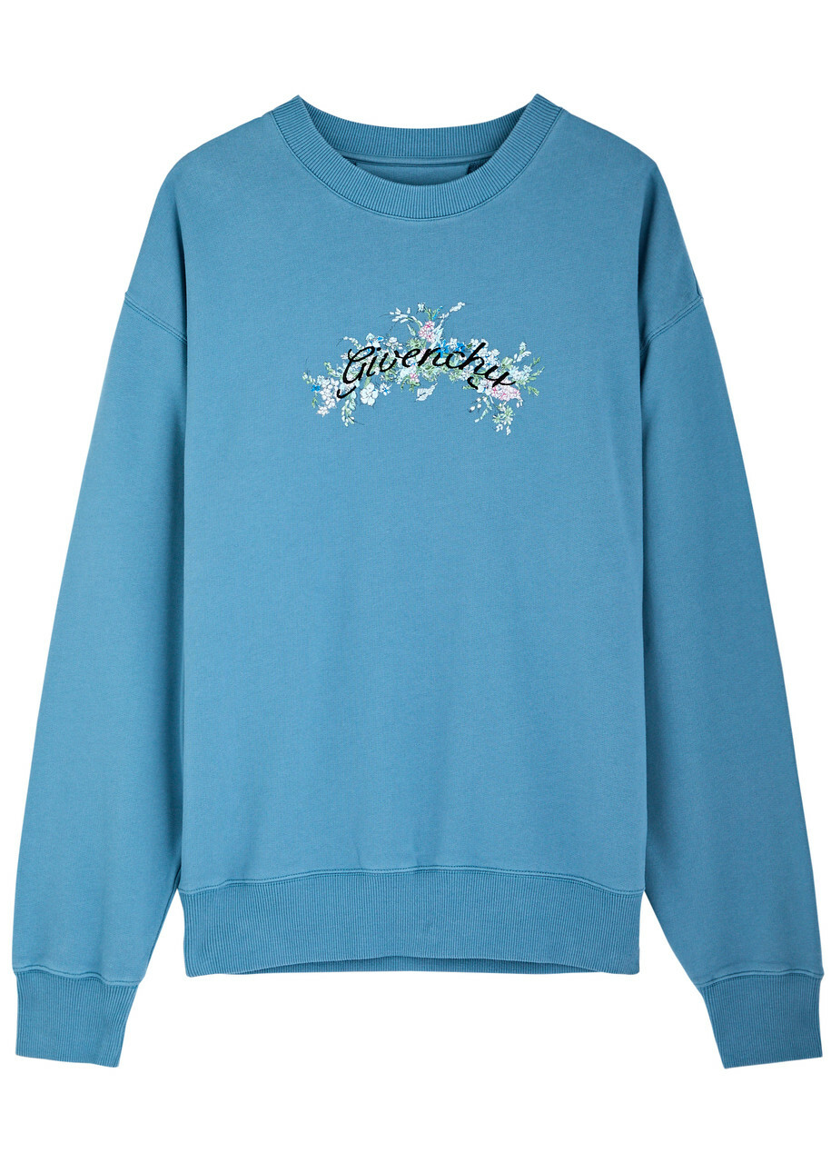 Givenchy Logo-embroidered Cotton Sweatshirt Blue Givenchy