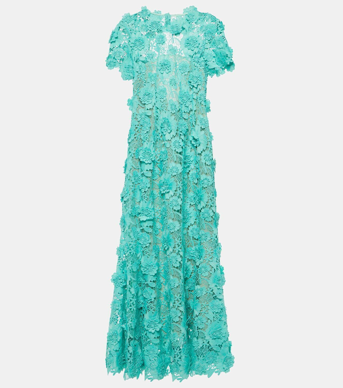 Oscar de la Renta Floral guipure lace midi dress