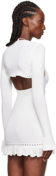 GUIZIO White Crochet Ruffle Sleeve Bolero Cardigan