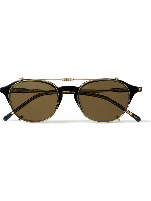 Photo: Gucci Eyewear - Round-Frame Acetate and Gold-Tone Sunglasses