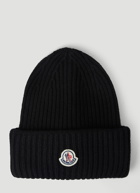 Logo Patch Beanie Hat in Black