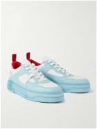 Christian Louboutin - Astroloubi Spiked Leather and Mesh Sneakers - Blue
