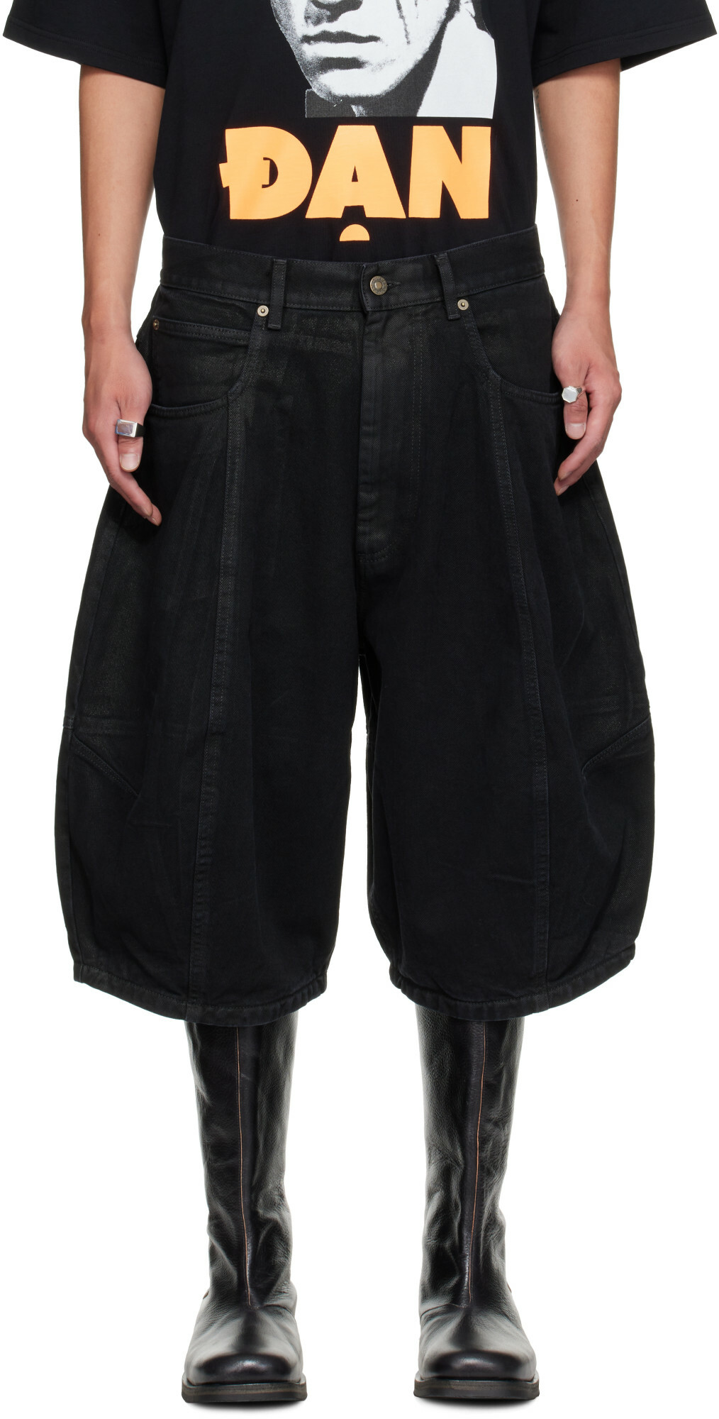 LU'U DAN Black Puffa Shorts