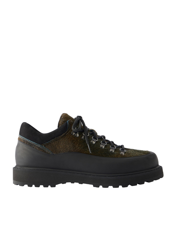 Photo: Diemme - Cornaro Gomma Suede and Rubber-Trimmed Calf-Hair Hiking Boots - Green