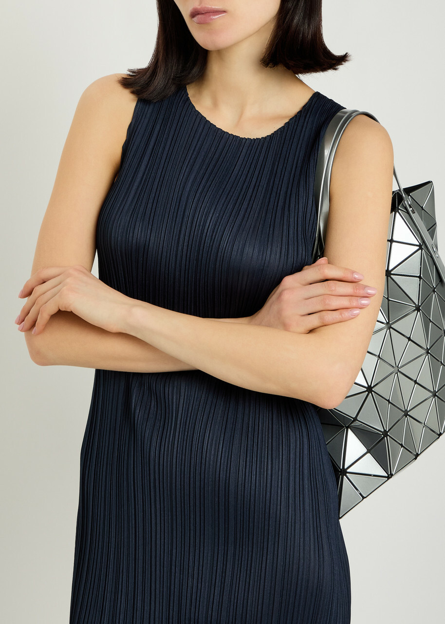 Pleats Please Issey Miyake Pleated Woven Midi Dress Navy
