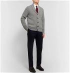 Kingsman - Shawl-Collar Ribbed Wool and Cashmere-Blend Cardigan - Gray