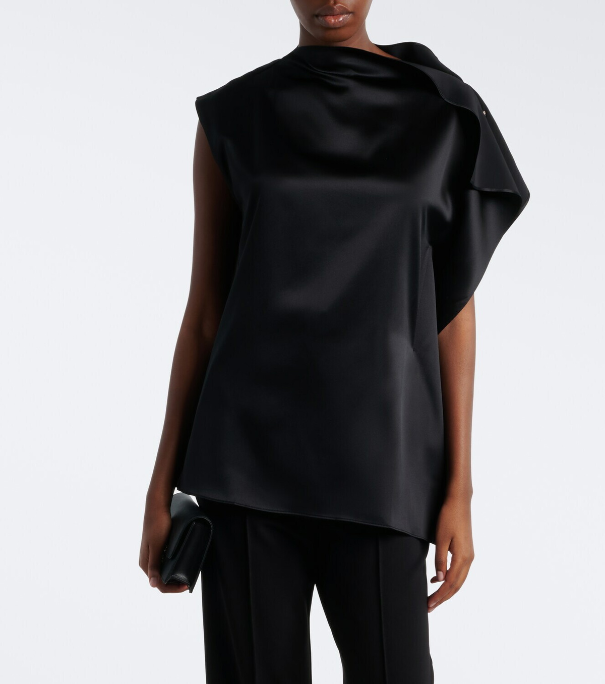 Sportmax Ruffled silk satin top