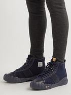 Visvim - Lanier Suede and Leather-Trimmed Woven High-Top Sneakers - Blue