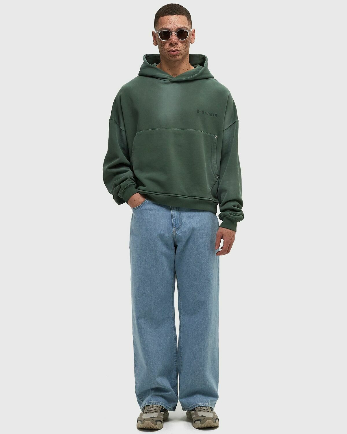 Rough. FIG LEAF HOODIE Green Mens Hoody