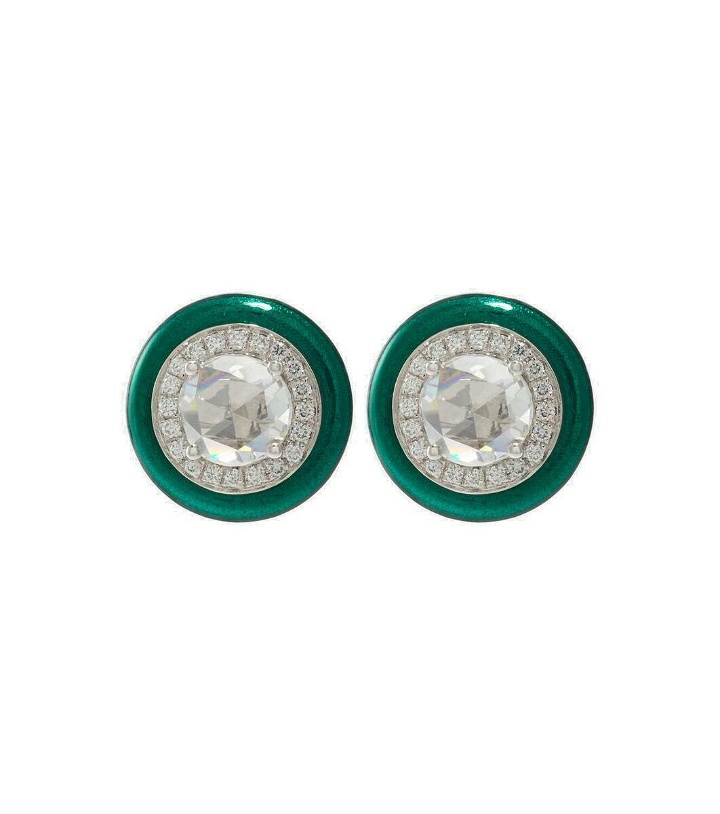Photo: Kamyen Enamel 18kt white gold stud earrings with diamonds