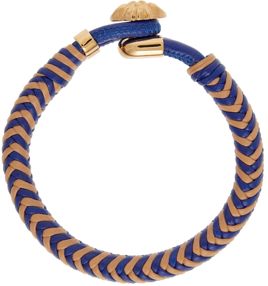 Versace Beige Medusa Braided Leather Bracelet