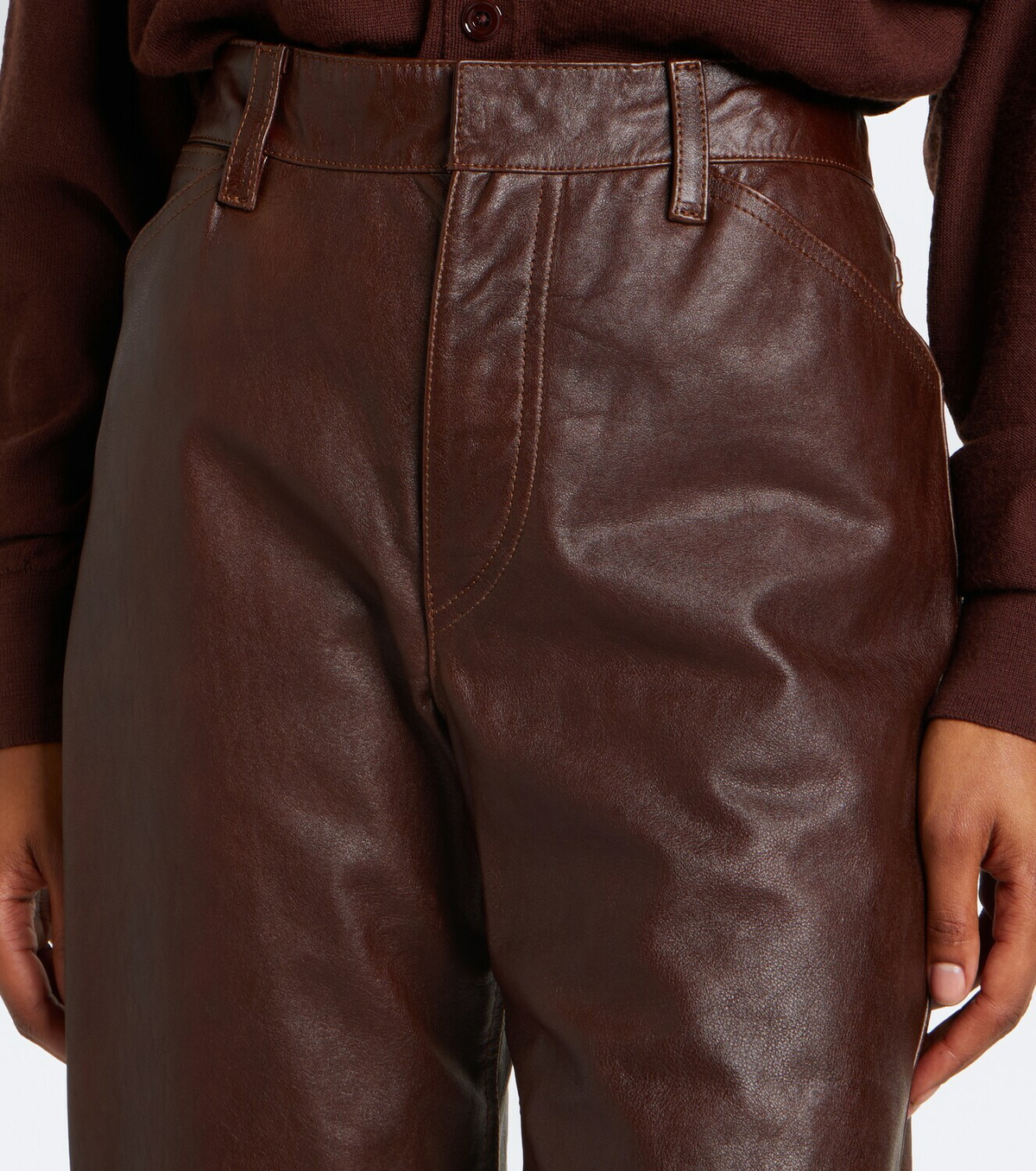 Lemaire Leather straight pants