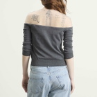 MM6 Maison Margiela Women's Cardigan with Sheer Panel in Dark Grey Melange