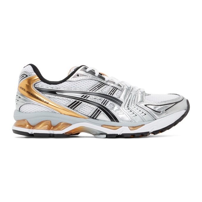 Photo: Asics White and Gold Gel-Kayano 14 Sneakers