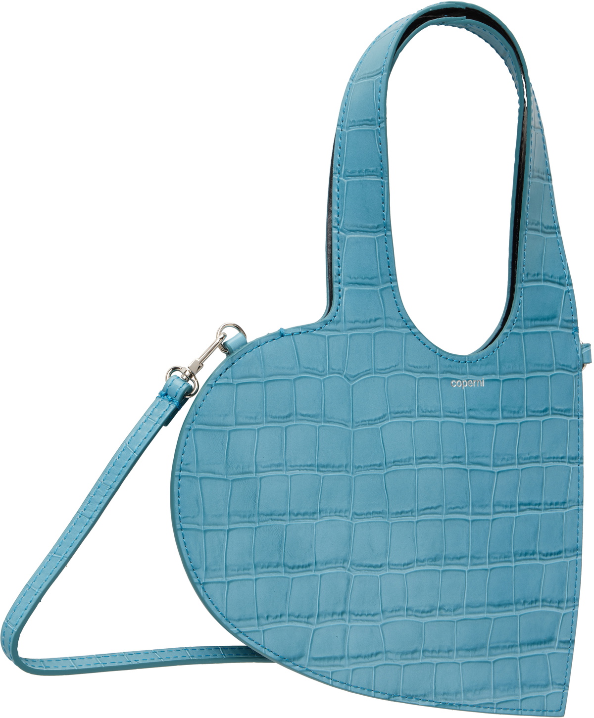Coperni Blue Croco Mini Heart Tote