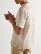 Frescobol Carioca - Roberto Camp-Collar Striped Linen Shirt - Neutrals