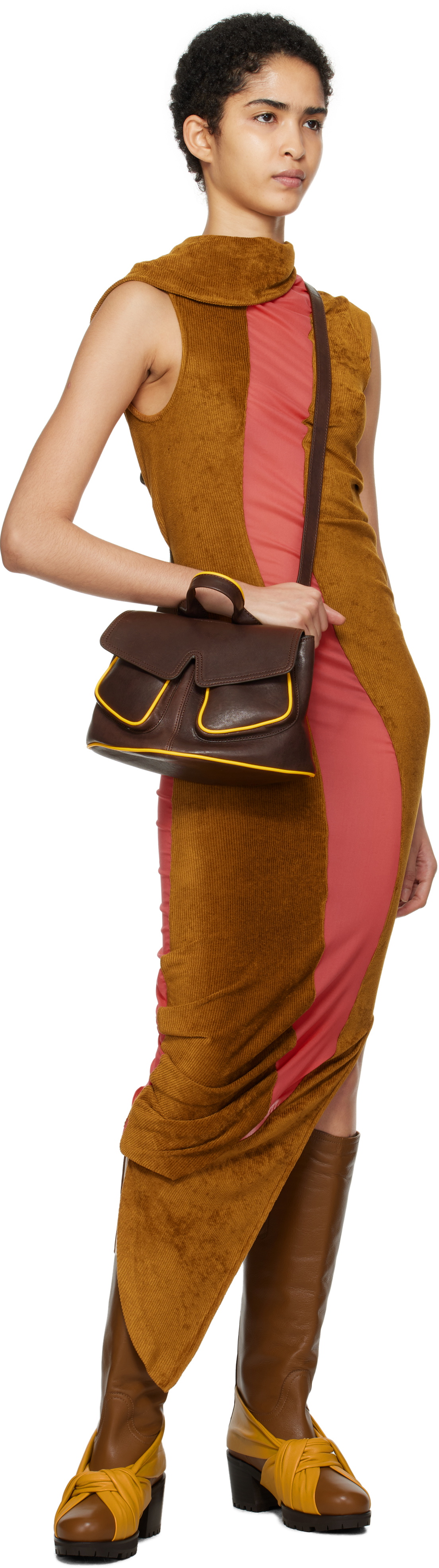 Kiko Kostadinov Brown & Yellow Knotted Riding Boots