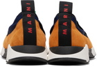 Marni Navy & Orange Lycra Lace-Up Running Sneakers