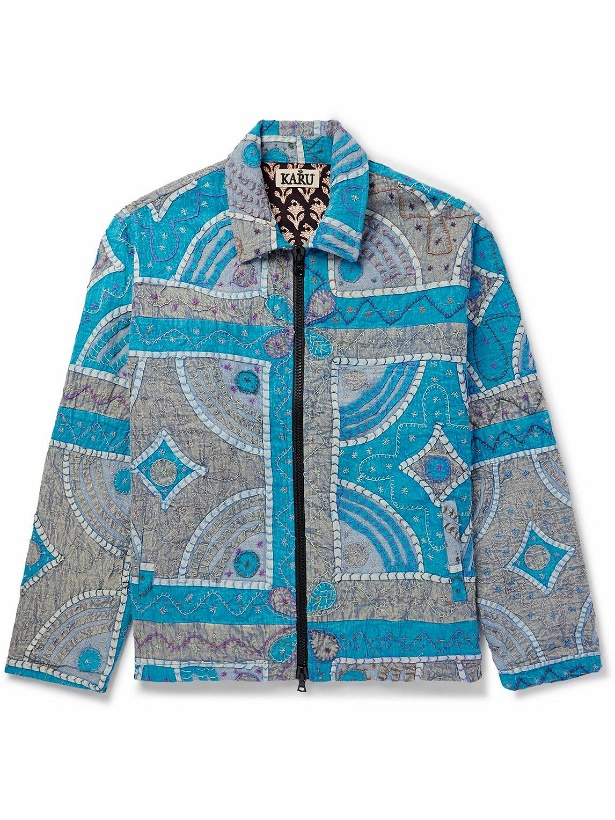 Photo: Karu Research - Patchwork Quilted Cotton Jacket - Blue