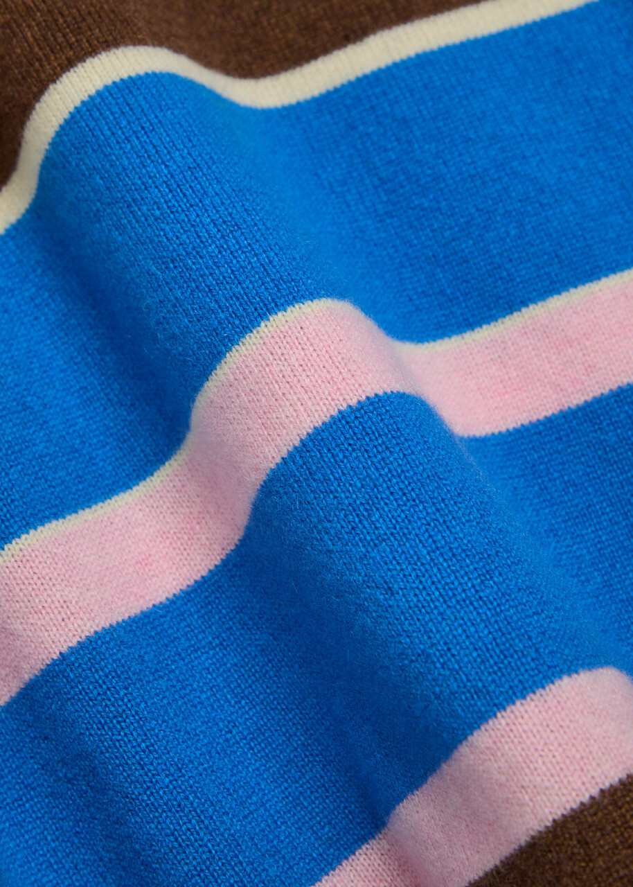 Guest In Residence Cropped Stripe Rugby Cashmere Polo Shirt Blue