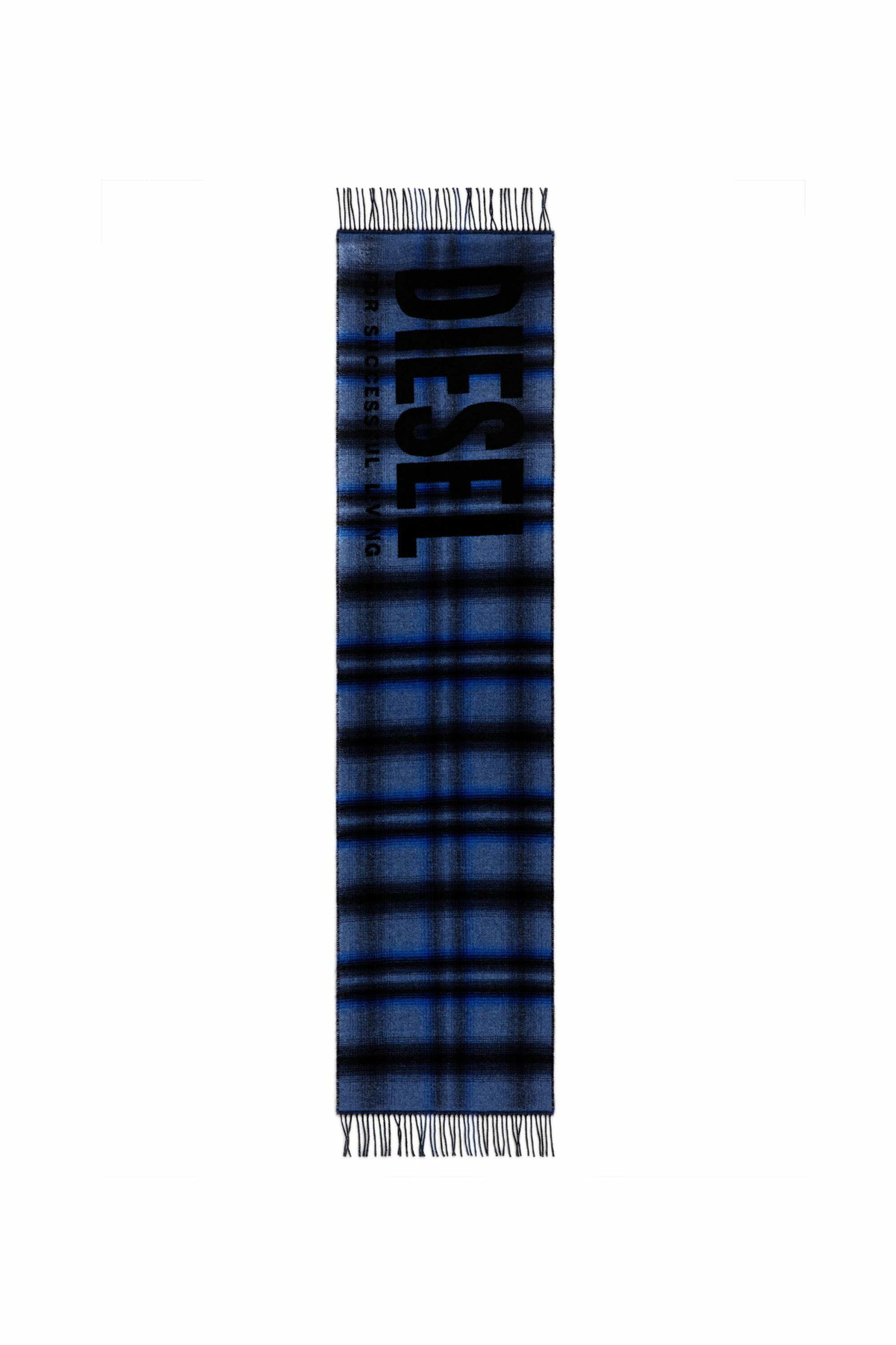 Diesel Wool-blend scarf with check pattern - Scarf Mens in Blue