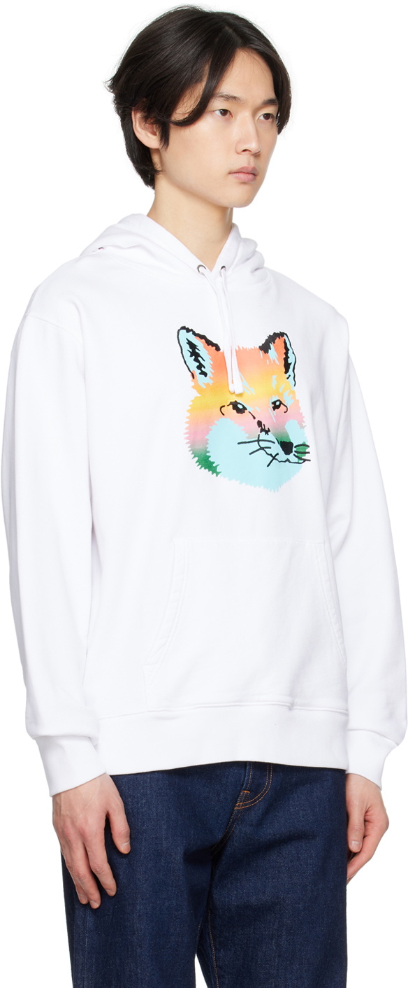 Maison Kitsuné White Vibrant Fox Head Hoodie